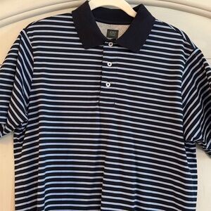 men’s small 100% cotton super soft navy blue with a white & lighter blue stripe.